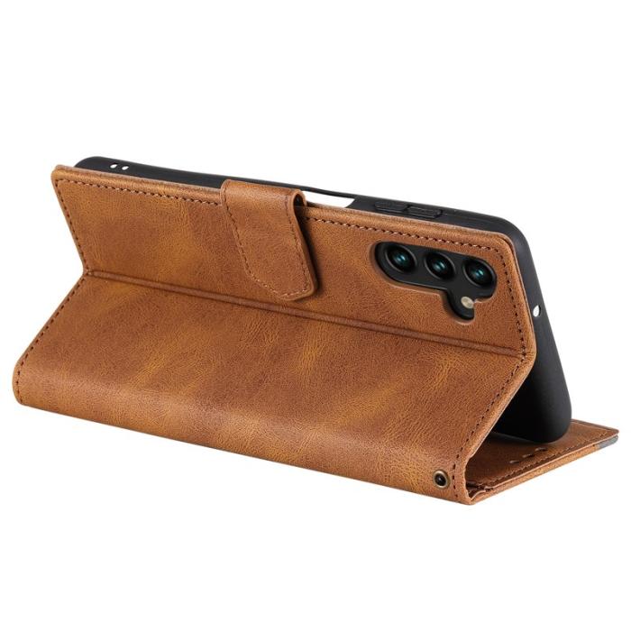 OEM - Plånboksfodral för Samsung Galaxy S26 Konstläder med handledsrem - Brun