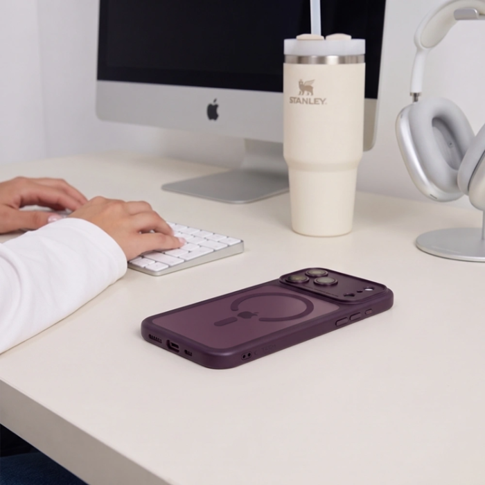 Tech-Protect - Tech-Protect Mobilskal För iPhone 18 Pro Magsafe Magpeak - Burgundy/Clear