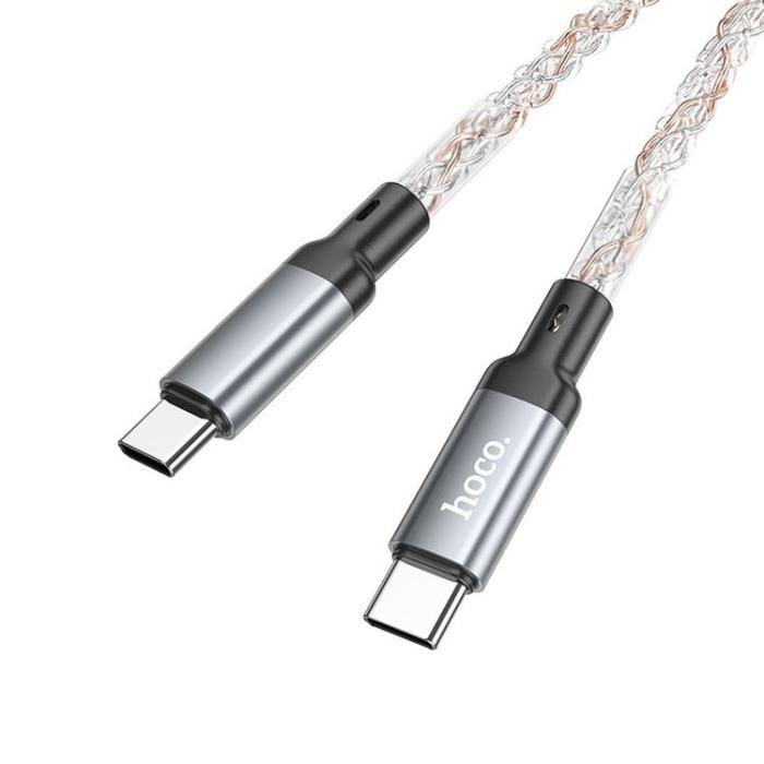 Hoco - HOCO USB-C till USB-C Kabel 3A 60W 1m LED U112 - Grå