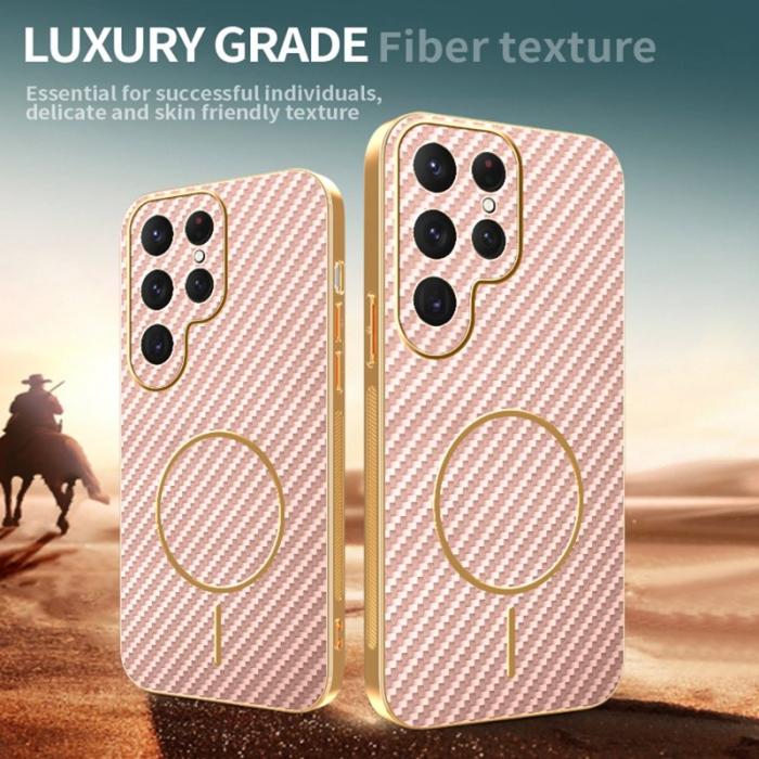 OEM - Mobilskal för Samsung Galaxy S26 Ultra TPU Kolfiber - Rosa