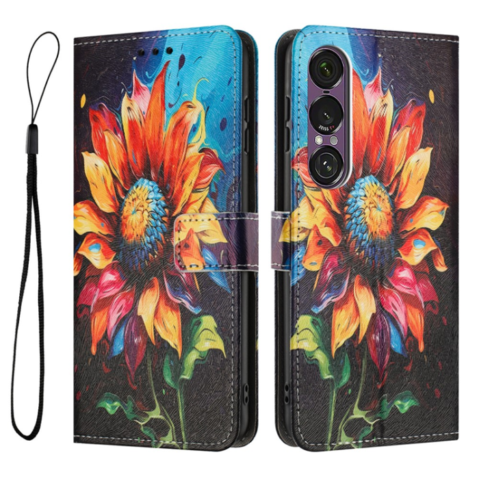 A-One Brand - Sony Xperia 1 VII Plånboksfodral Pattern Printing - Sunflower