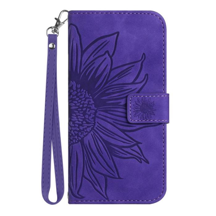 OEM - Samsung Galaxy S26 Plånboksfodral Konstläder Blomtryck - Mörklila