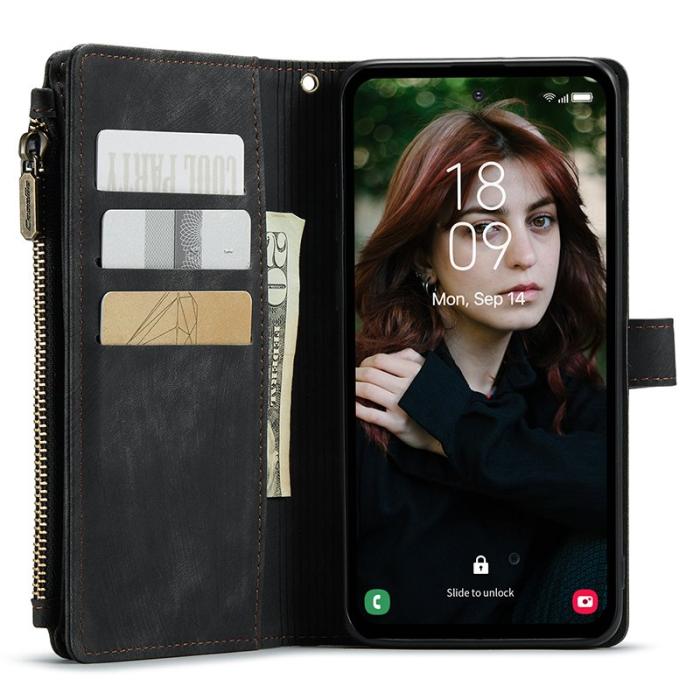 Caseme - CASEME Konstläder Plånboksfodral för Samsung Galaxy S23 FE - Svart