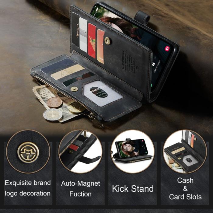 Caseme - CASEME Konstläder Plånboksfodral för Samsung Galaxy S23 FE - Svart