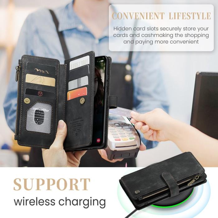 Caseme - CASEME Konstläder Plånboksfodral för Samsung Galaxy S23 FE - Svart