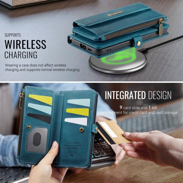 Caseme - CASEME Konstläder Plånboksfodral för Samsung Galaxy S22 5G med RFID-Skydd - Grön