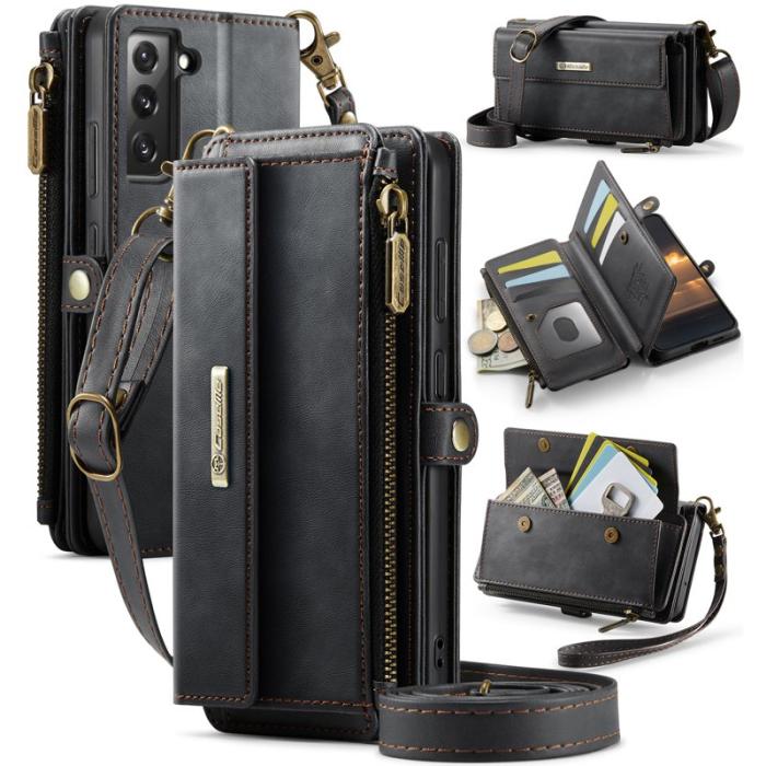 Caseme - CASEME Konstläder Plånboksfodral för Samsung Galaxy S22 5G - Svart
