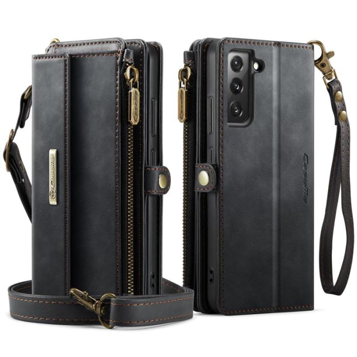 Caseme - CASEME Konstläder Plånboksfodral för Samsung Galaxy S22 5G - Svart