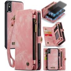 Caseme - CASEME Vintage Konstl&auml;der 2-i-1 Pl&aring;nboksfodral iPhone Xs Max - Rosa