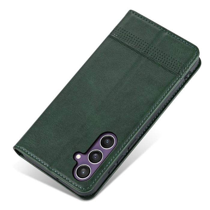 AZNS - AZNS Samsung Galaxy S24 FE Plånboksfodral Konstläder - Grön