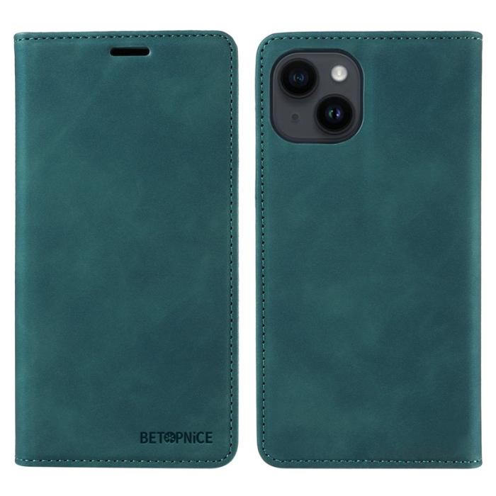 BETOPNICE - BETOPNICE 003 för iPhone 15 Plånboksfodral RFID Blocking Konstläder - Grön