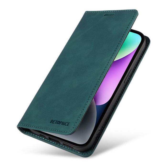 BETOPNICE - BETOPNICE 003 för iPhone 15 Plånboksfodral RFID Blocking Konstläder - Grön