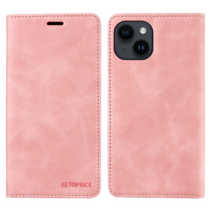 BETOPNICE - BETOPNICE 003 för iPhone 15 Plånboksfodral RFID Blocking Konstläder - Rosa
