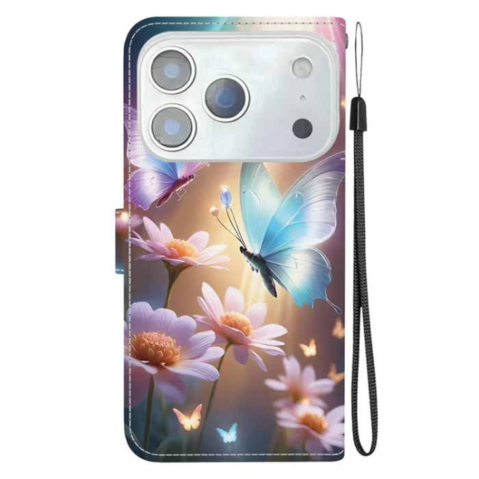 A-One Brand - iPhone 17 Pro Max Plånboksfodral Med Lanyard - Butterfly Floral