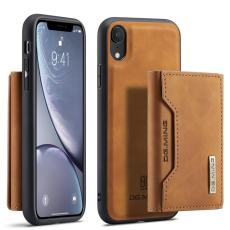DG.MING - DG.MING 2 i 1 Magnetisk Konstl&auml;der Pl&aring;nboksfodral i Brunt f&ouml;r iPhone XR