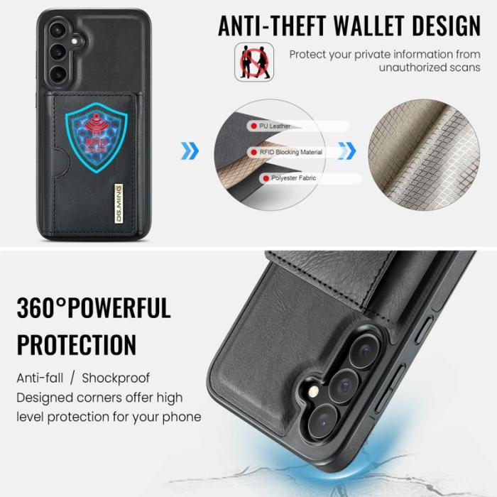 DG.MING - DG.MING M6 Series Konstläder Plånboksfodral till Samsung Galaxy S24 FE - Svart