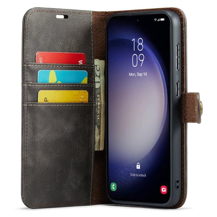 DG.MING - DG.MING Samsung Galaxy S25 Plånboksfodral Äkta Läder Avtagbart - Grå