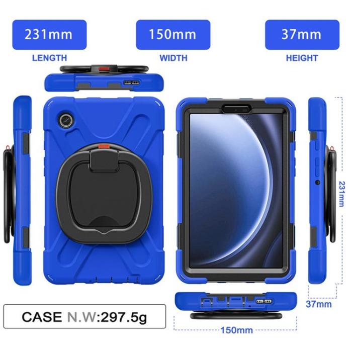 A-One Brand - Galaxy Tab A9 Skal Kickstand Handle Grip - Blå / Svart