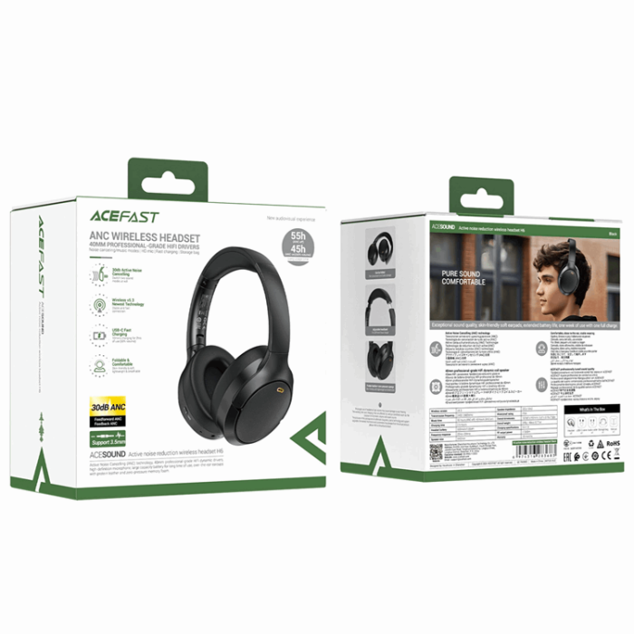 Acefast - Acefast H6 ANC Over-Ear Hörlurar Trådlösa Bluetooth 5.3 IPX4