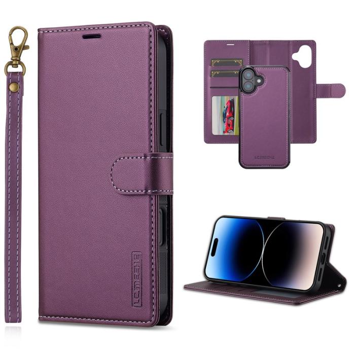 LC.imeeke - LC.IMEEKE L2 Series iPhone 16 Plus Plånboksfodral Konstläder - Lila