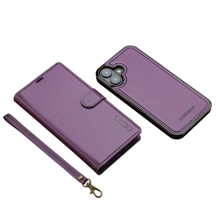 LC.imeeke - LC.IMEEKE L2 Series iPhone 16 Plus Plånboksfodral Konstläder - Lila