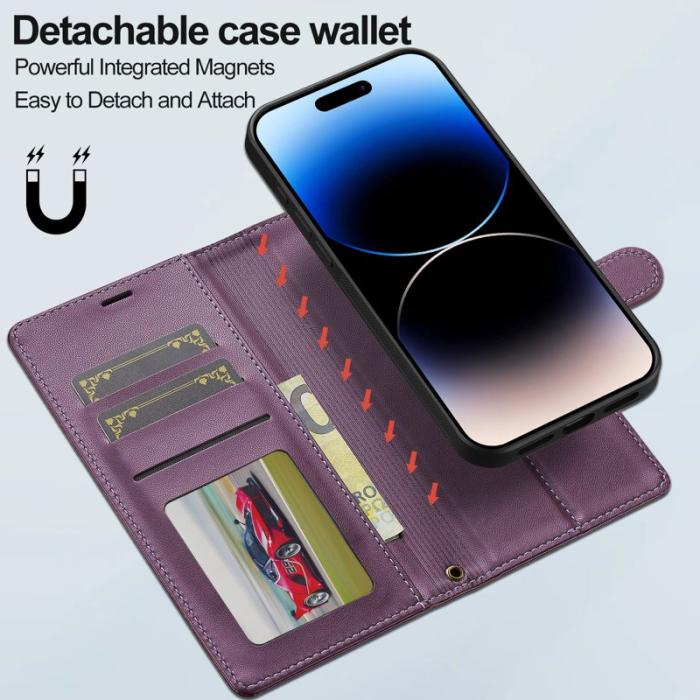 LC.imeeke - LC.IMEEKE L2 Series iPhone 16 Plus Plånboksfodral Konstläder - Lila