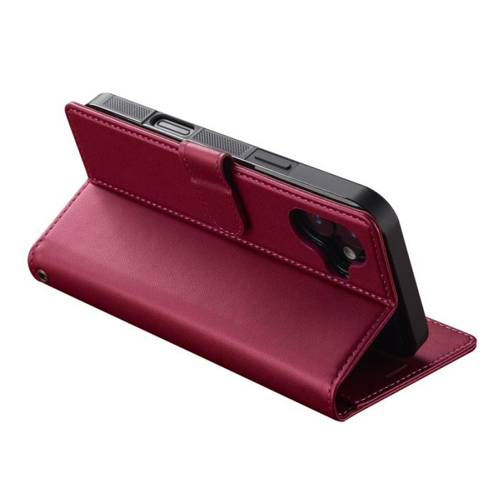 LC.imeeke - LC.IMEEKE L2 Series iPhone 16 Plus Plånboksfodral Konstläder - Röd