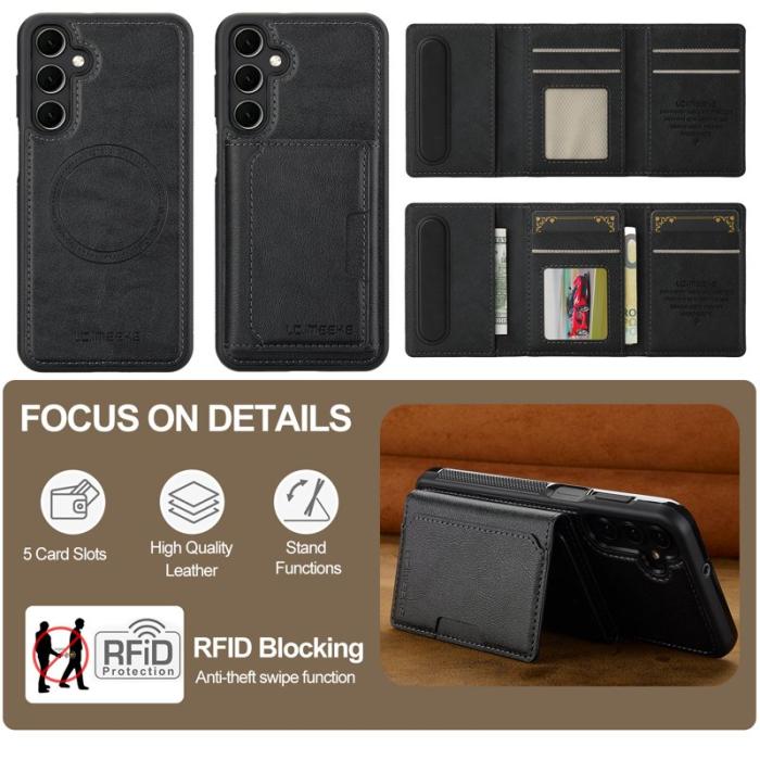LC.imeeke - LC.IMEEKE L5 Samsung Galaxy S25 Fodral KonstLäder - Svart