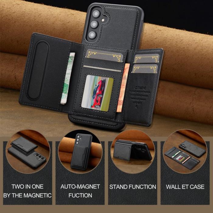 LC.imeeke - LC.IMEEKE L5 Samsung Galaxy S25 Fodral KonstLäder - Svart