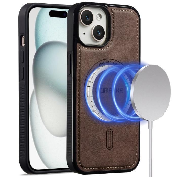 LC.imeeke - LC.IMEEKE L6 för iPhone 15 Fodral KonstLäder - Brun