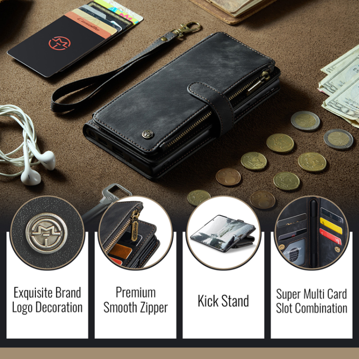 Caseme - CASEME Galaxy Z Fold 7 Plånboksfodral Med Rem läder - Svart