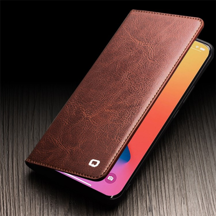 QIALINO - Qialino iPhone 14 Pro Plånboksfodral Äkta Läder Korthållare