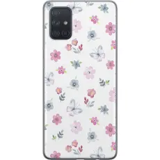 Gustaf - Mobilskal till Samsung Galaxy A71 med Blommor och fj&auml;rillar