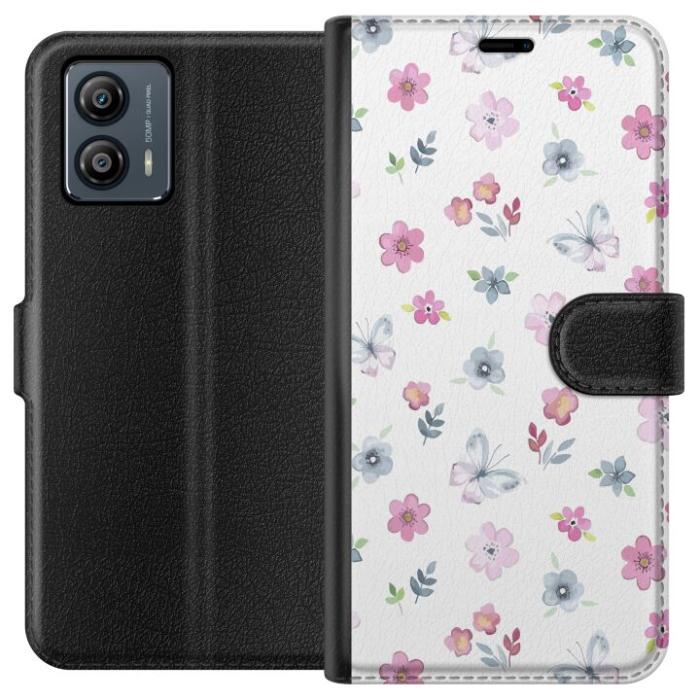 iSecrets - Plånboksfodral till Motorola Moto G53 med Blommor och fjärillar