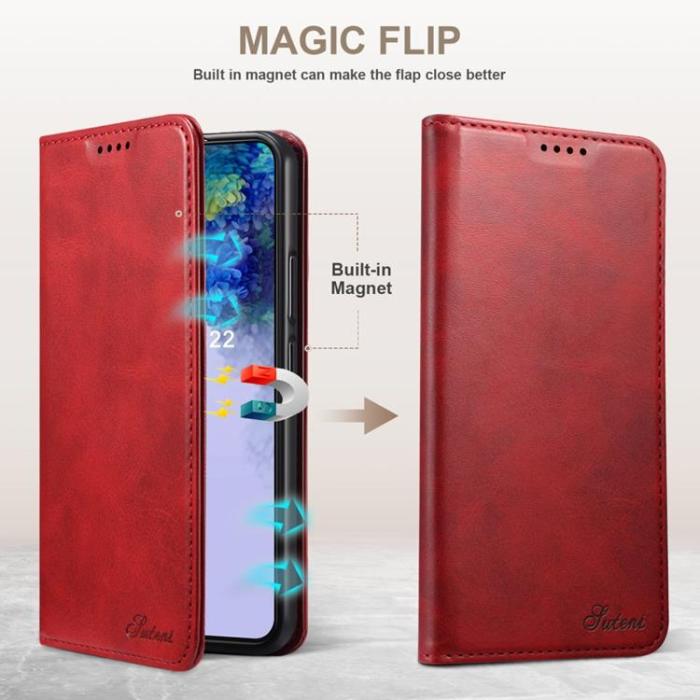 SUTENI - SUTENI Läder Fodral Galaxy S22 5G - Röd