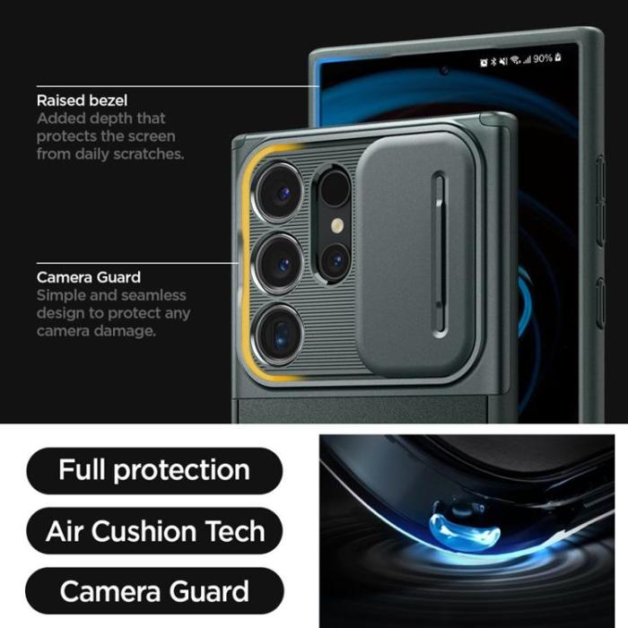 Spigen - Spigen Galaxy S24 Ultra Mobilskal Optik Armor - Abyys Grön