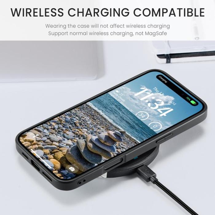 OEM - JEEHOOD iPhone 17 Mobilskal KonstLäder + Plast Avtagbar - Blå