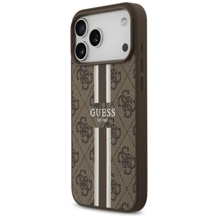 Guess - Guess iPhone 17 Pro Max Mobilskal MagSafe 4G Printed Stripes - Brun