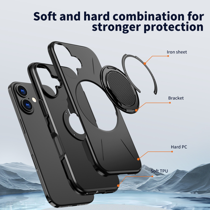 A-One Brand - iPhone 16 Mobilskal MagSafe Rotating Kickstand TPU + PC