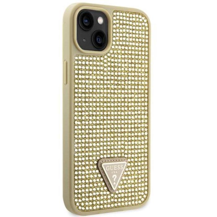 Guess - Guess iPhone 14 Plus Mobilskal Rhinestone Triangle - Guld