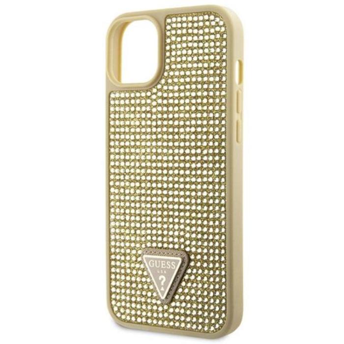 Guess - Guess iPhone 14 Plus Mobilskal Rhinestone Triangle - Guld
