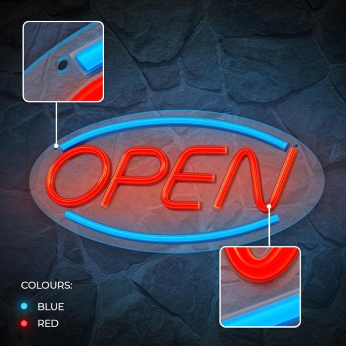 Forever Light - Forever Light LED Neon PLEXI OPEN FPNE04X - Blå/Röd