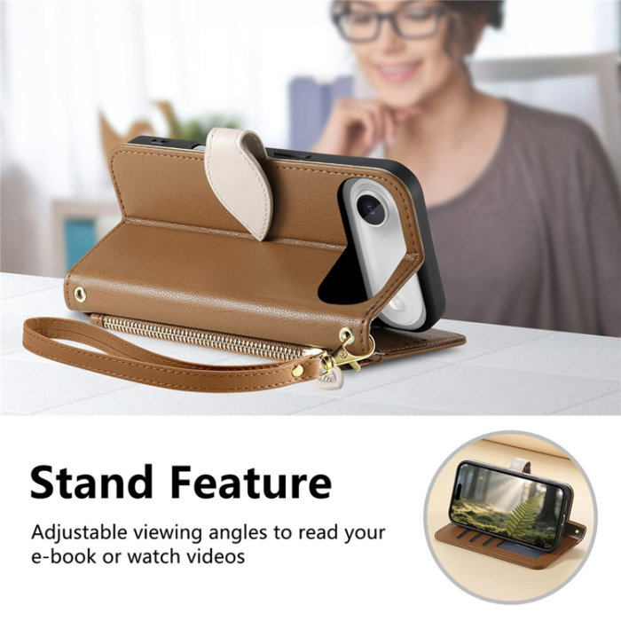 A-One Brand - iPhone Air Plånboksfodral Leaf Magnetiskt Spänne Konstläder - Brun