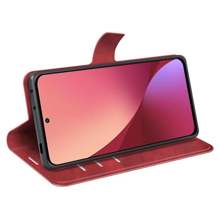 OEM - Magnetic Clasp Plånboksfodral Xiaomi 12 Pro - Röd