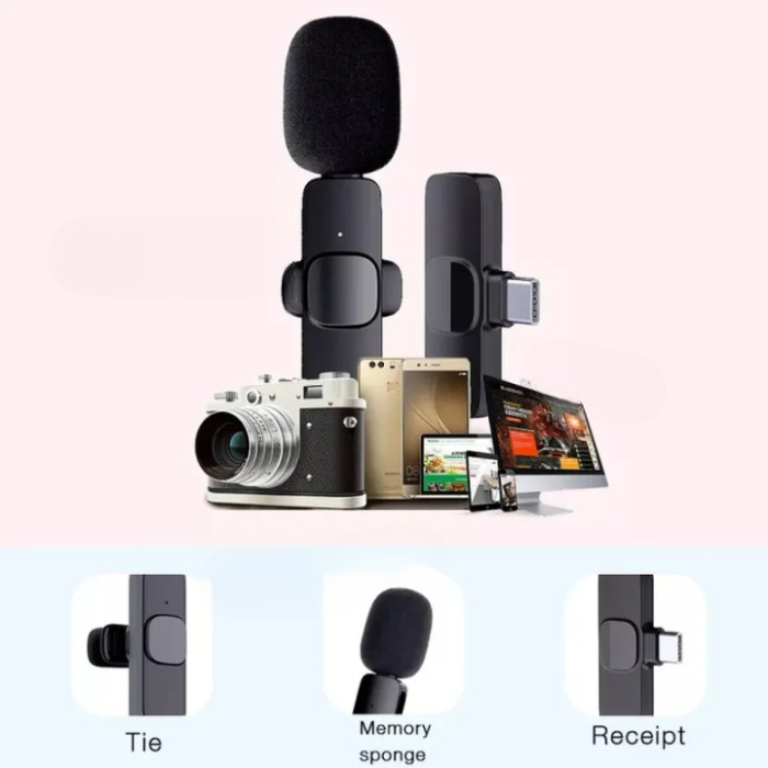 Lavalier - Lavalier Typ-C Trådlös M21 1 st Mikrofoner Bluetooth - Svart