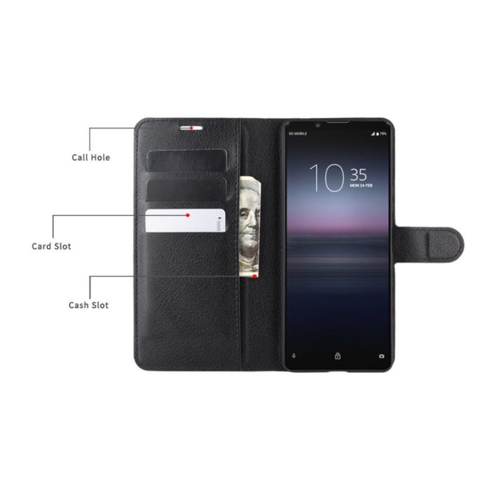 Imak - Litchi Läder plånboksfodral Sony Xperia 1 II - Rosa