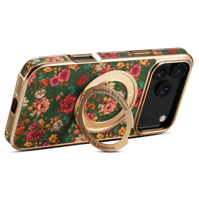 A-One Brand - iPhone 17 Pro Mobilskal MagSafe Electroplated Floral A22 - Grön