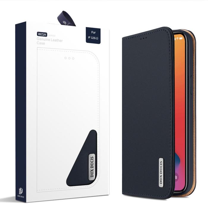 UTGATT5 - DUX DUCIS Wish äktaläder Fodral iPhone 12 & 12 Pro Blå