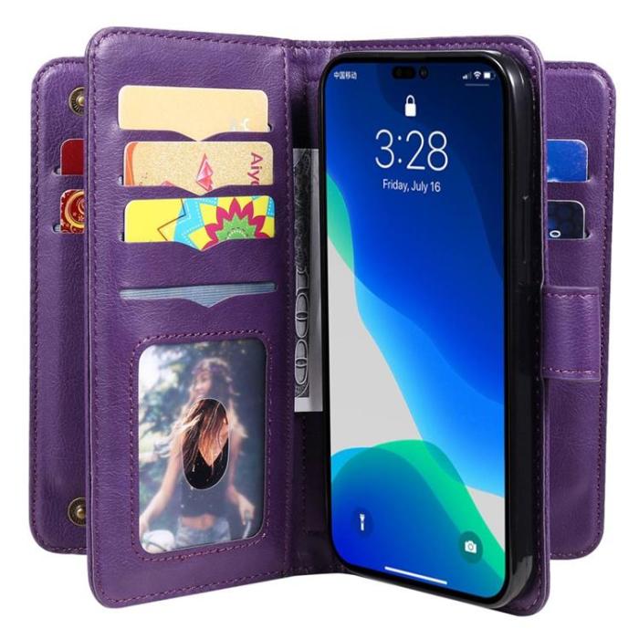OEM - iPhone 14 Pro Max Plånboksfodral KT PU Läder - Lila
