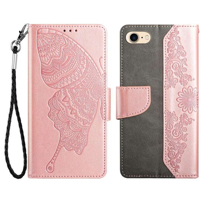 OEM - Fjärilar iPhone 7/8/SE 2020/SE 2022 Plånboksfodral - Rose Gold